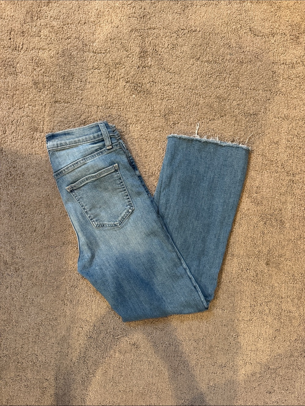 Harper Light Blue Cropped Straight-Leg Jeans with Frayed Hem